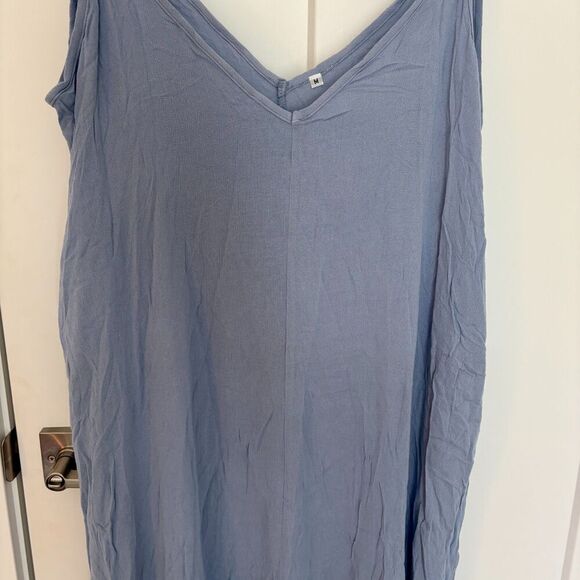 Women’s V-Neck Sleeveless Maxi Dress with Pockets Size M Blue New - Picture 4 of 5